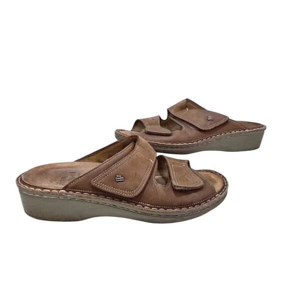 Finn Comfort Jamaica Women's 40 / 9 US Brown Leather Double Strap Wedge Sandals - Picture 1 of 9